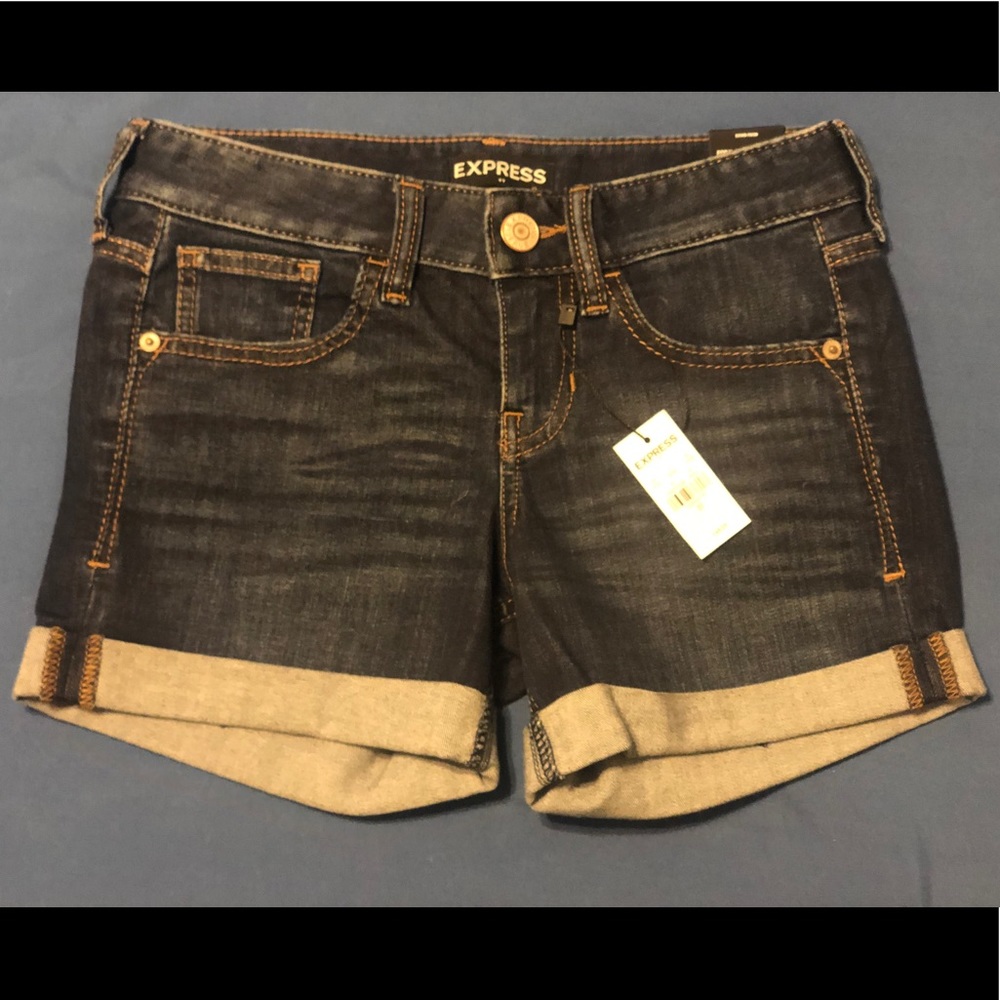 Express Women’s Denim Midi Low Rise Shorts